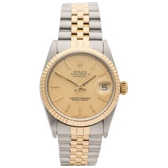 Retro Rolex Ladies Yellow Gold Stainless Steel Datejust Automatic Wristwatch 