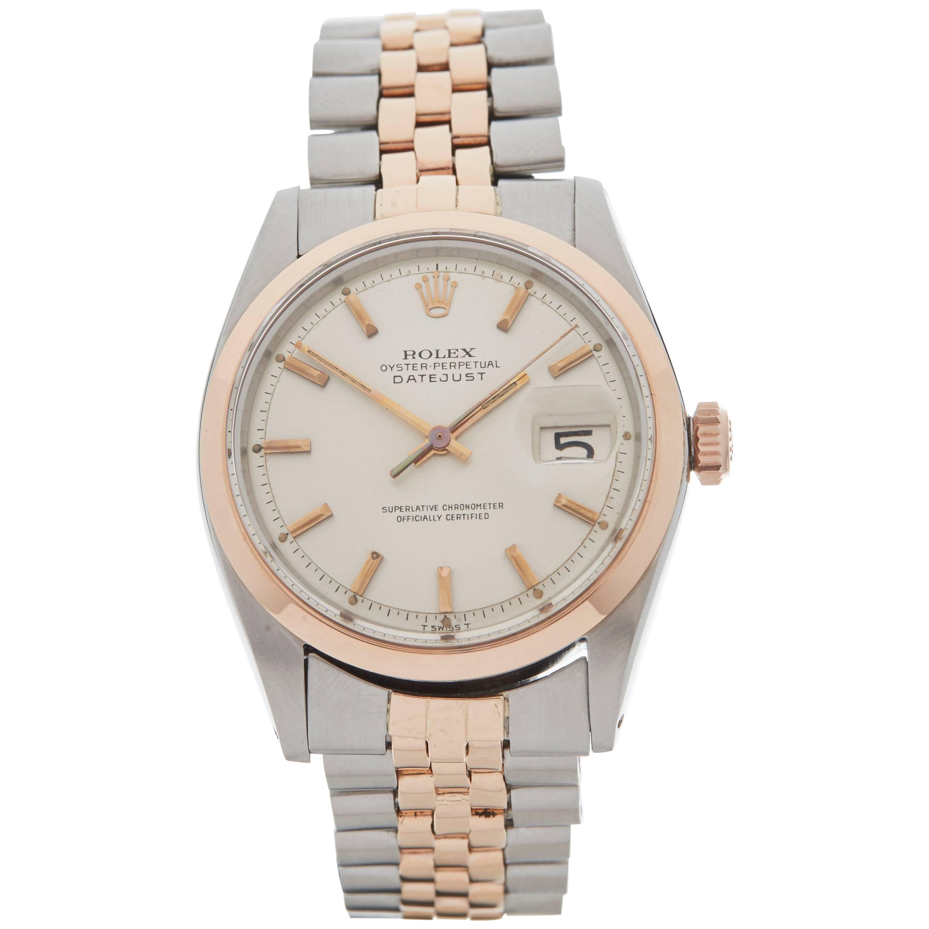 Rolex Rose Gold Stainless Steel Datejust Automatic Wristwatch Ref 1600, 1965