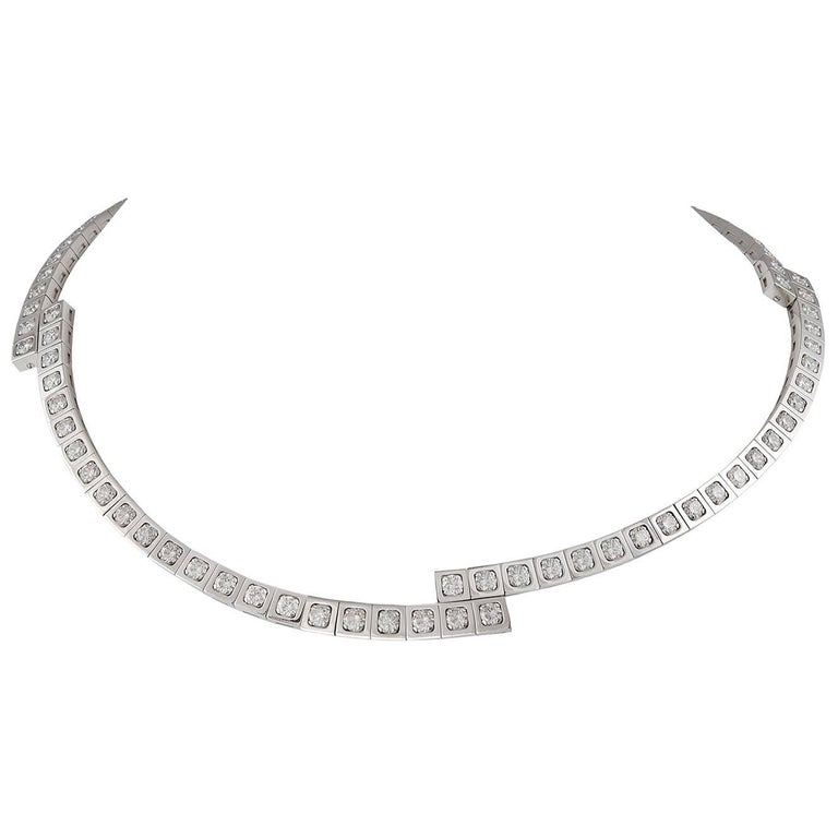 Cartier White Gold 'Tectonique' Diamond Necklace For Sale