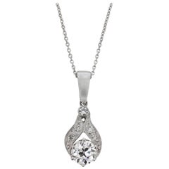 Vintage Diamond Drop Pendant and Chain, 1940s