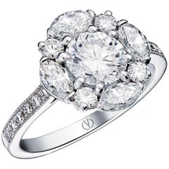 Nava 1, 01 ct DSI1 and 4 Marquise diamond  Ring Designed by Valerie Danenberg