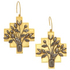Gold Silver Tulip Bouquet Earrings