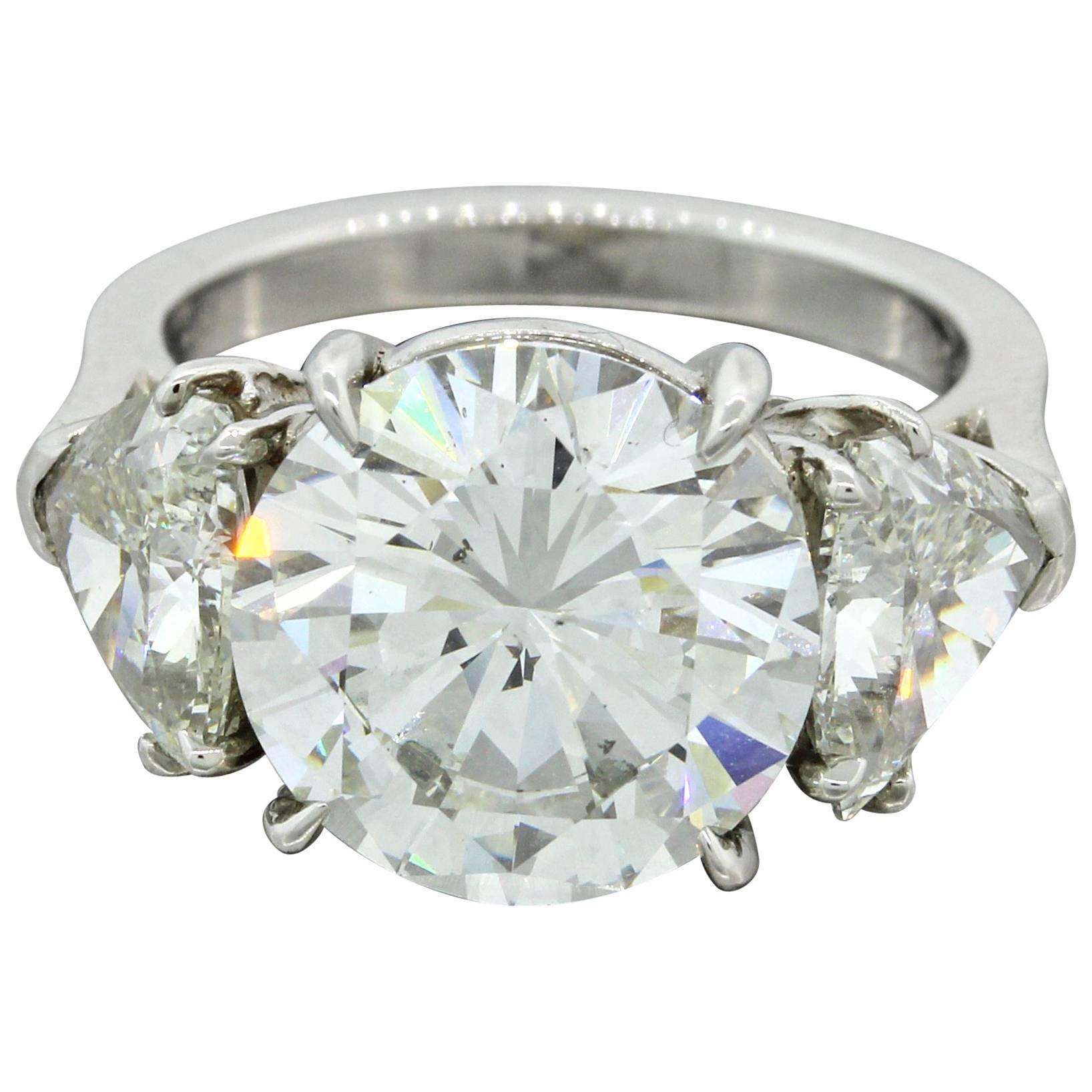 Round Trillion Cut Three-Stone GIA Diamond Engagement Ring For Sale