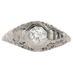 Antique .25 Carat Diamond White Gold Engagement Ring