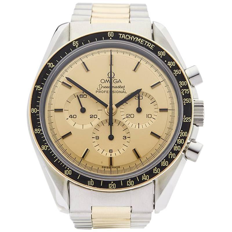 Omega Yellow Gold Stainless Steel Speedmaster Mechanical Wristwatch, 2000s