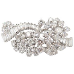 Important 9.3 Carat Baguette Marquise Round Brilliant Diamond Brooch