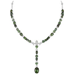 Tivon 18ct White Gold 'Rainforest' Green Tourmaline and diamond designer Collier