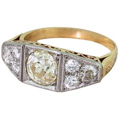 Retro Art Deco 1.62 Carat Old Cut Diamond Ring