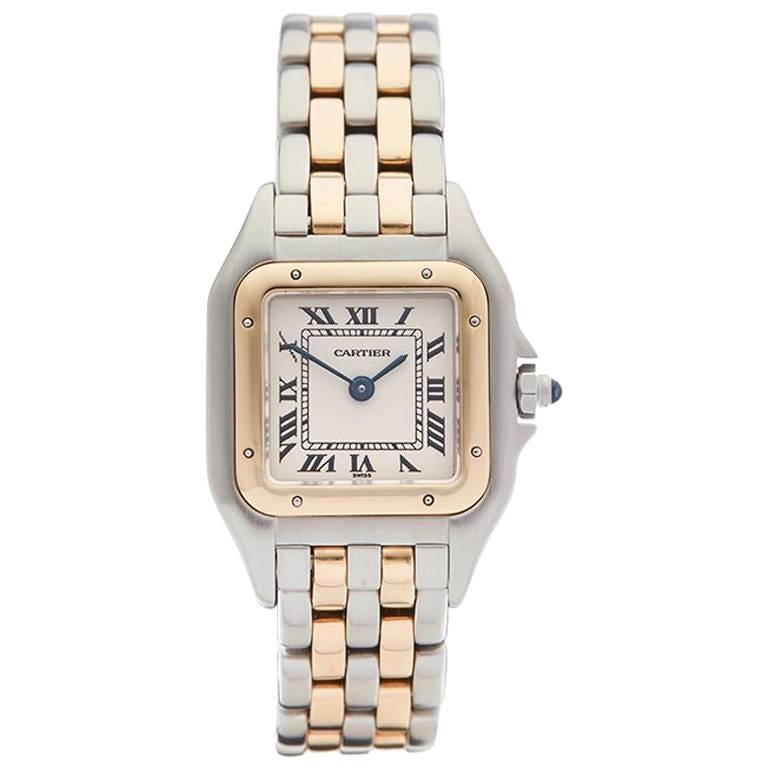 Cartier Ladies Yellow Gold Stainless Steel Panthere Quartz Wristwatch, 1990s