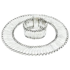 William Spratling Mexican Silver Linked Wave Necklace and Bracelet