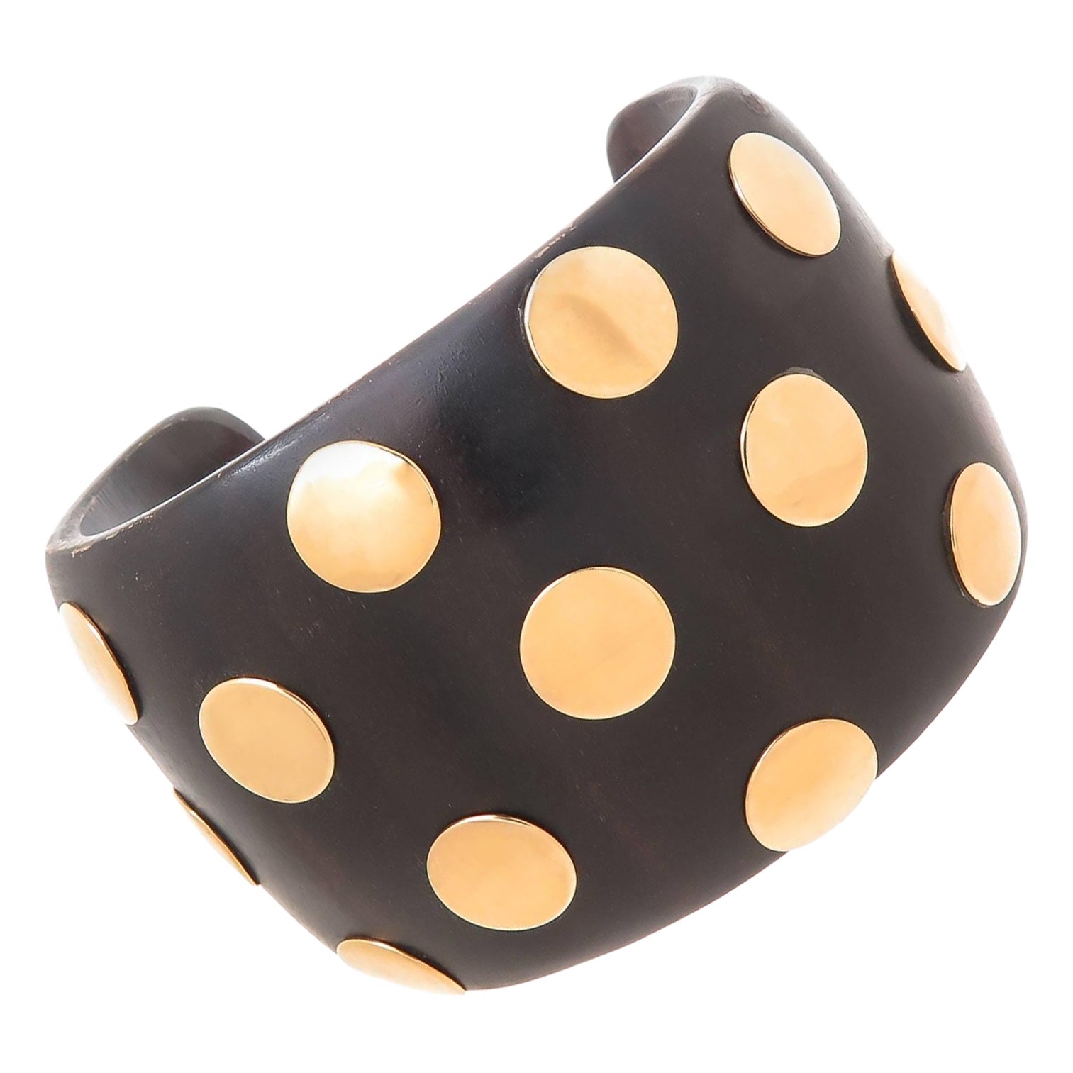 Exotic Wood and Gold Dots Cuff Bracelet