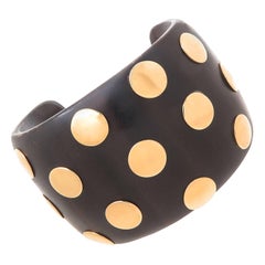 Exotic Wood and Gold Dots Cuff Bracelet
