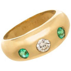 Cartier Three-Stone Gold and Gem Set Ring