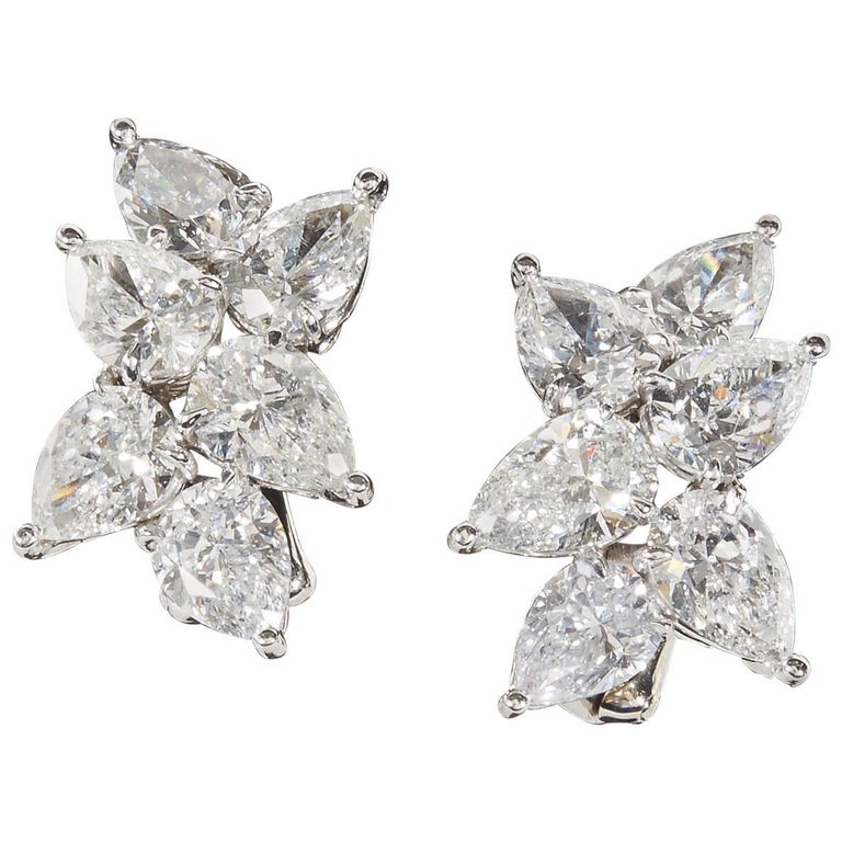 Classic Diamond Cluster Earrings For Sale at 1stDibs