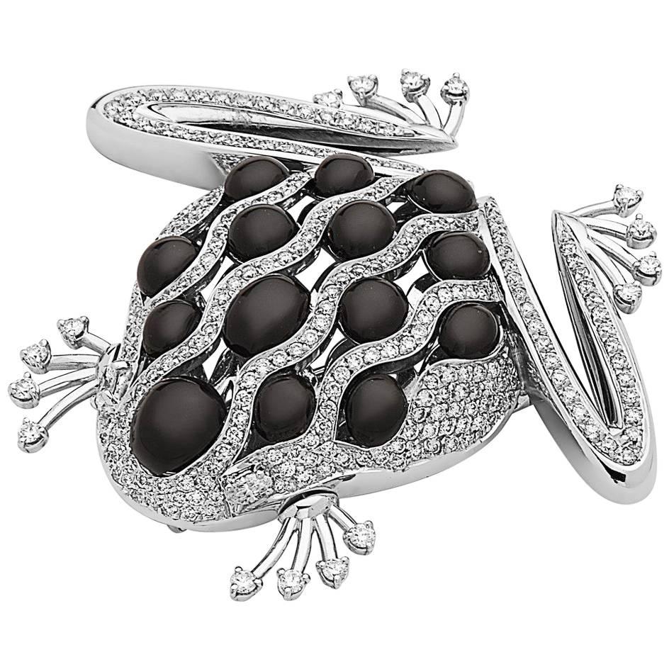 Emilio Jewelry Unique Diamond Frog Brooch