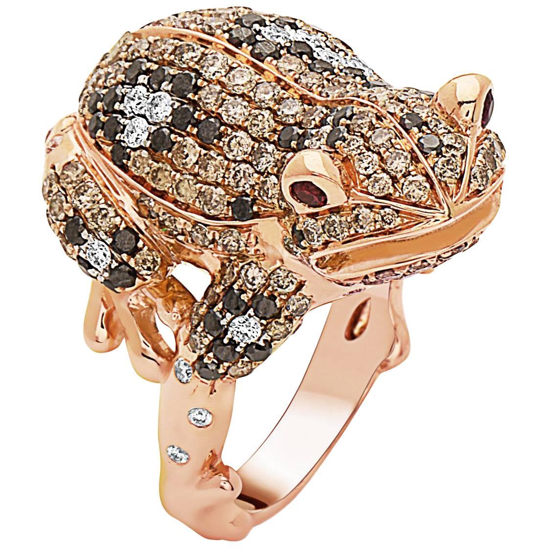 Emilio Jewelry Ruby Eyed Diamond Frog Ring