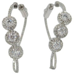 Boon Signature Triple Diamond Twisted Hoops in White Gold