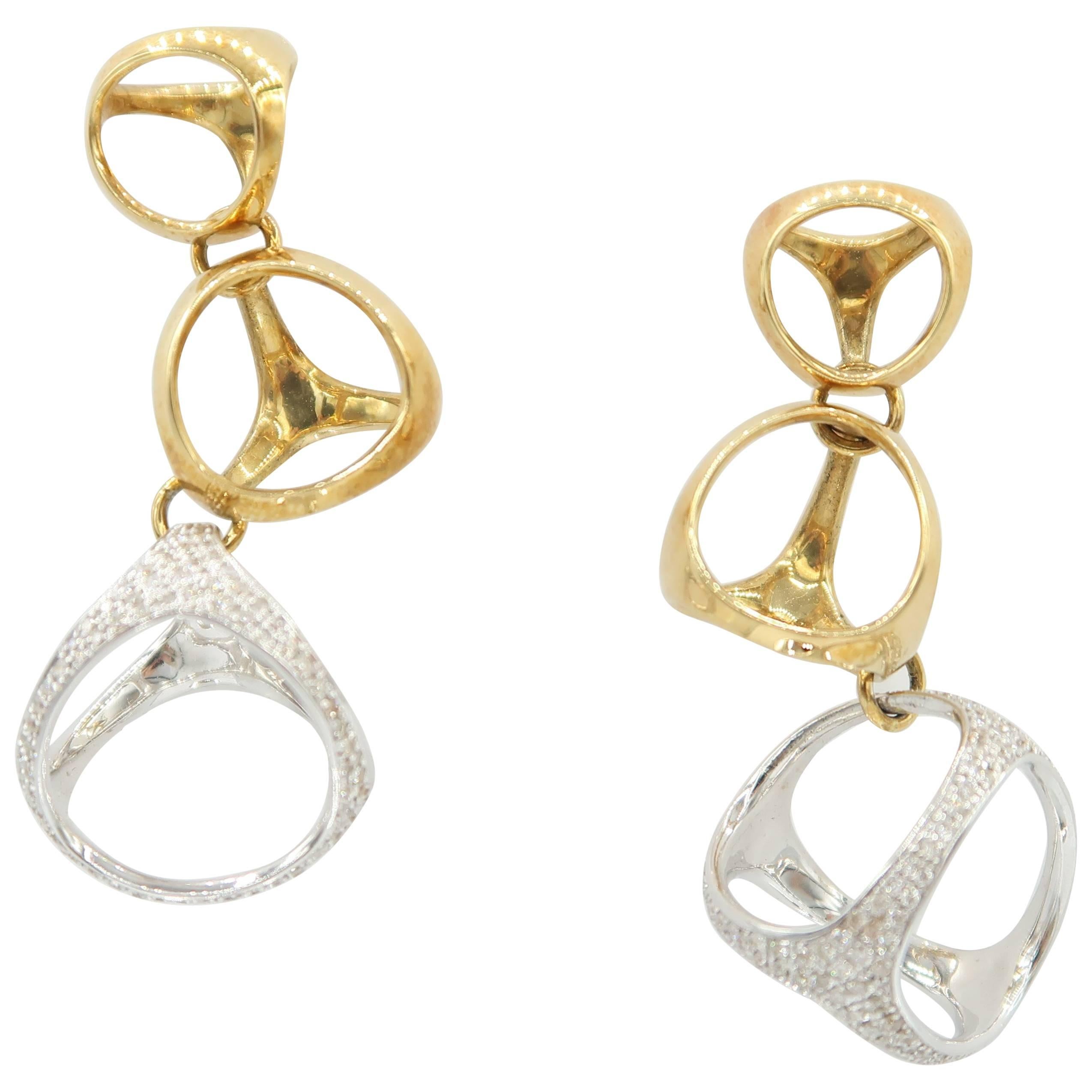 Three Dimensional Gold Prism Cage Earrings at 1stdibs