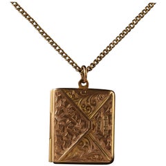 Antique Victorian Rose Gold Stamp Case and Chain Dated Chester, 1909