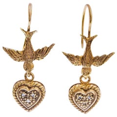 Victorian Diamond Bird Drop Earrings
