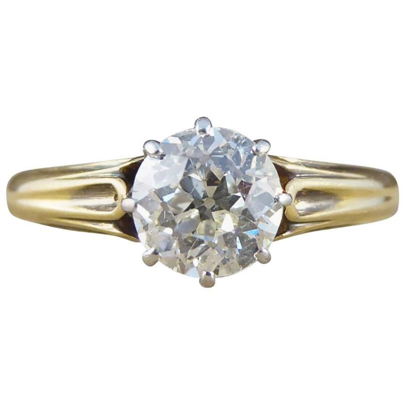 Late Victorian Diamond Solitaire Engagement Ring Set in 18 Carat Gold