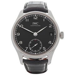 IWC Stainless Steel Portuguese Hand Wound Eight Days Manual wristwatch, 2017