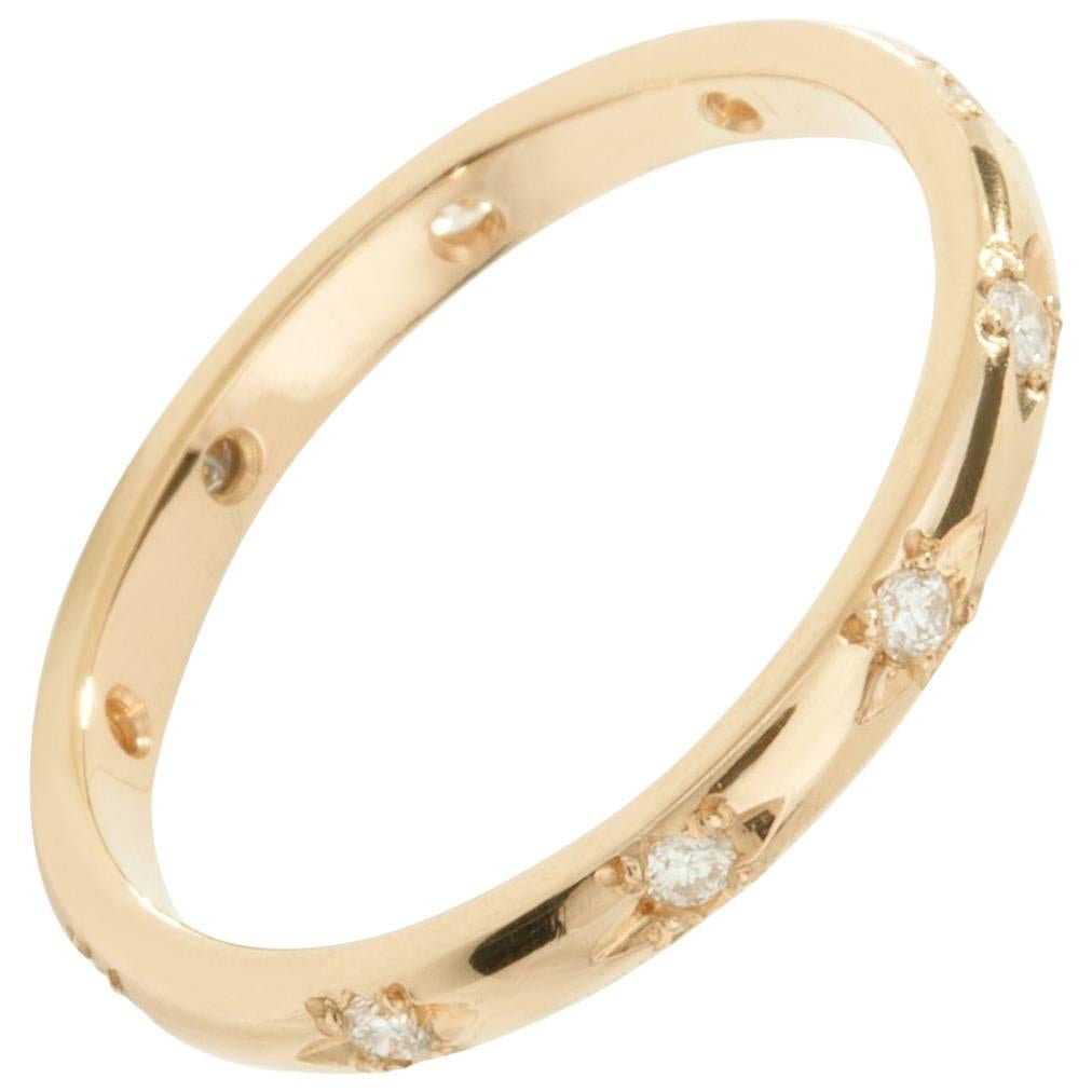 Ellie Air Stella Star Set 18 Carat Gold White Diamond Eternity Ring For Sale