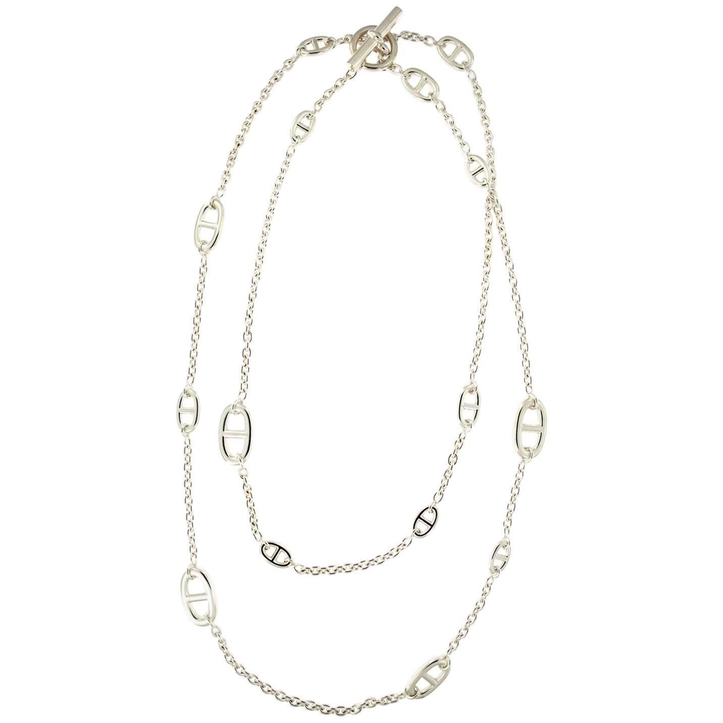 Hermes Farandole Long Sterling Silver Necklace