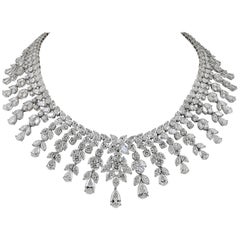 Retro Modern Platinum Diamond Necklace