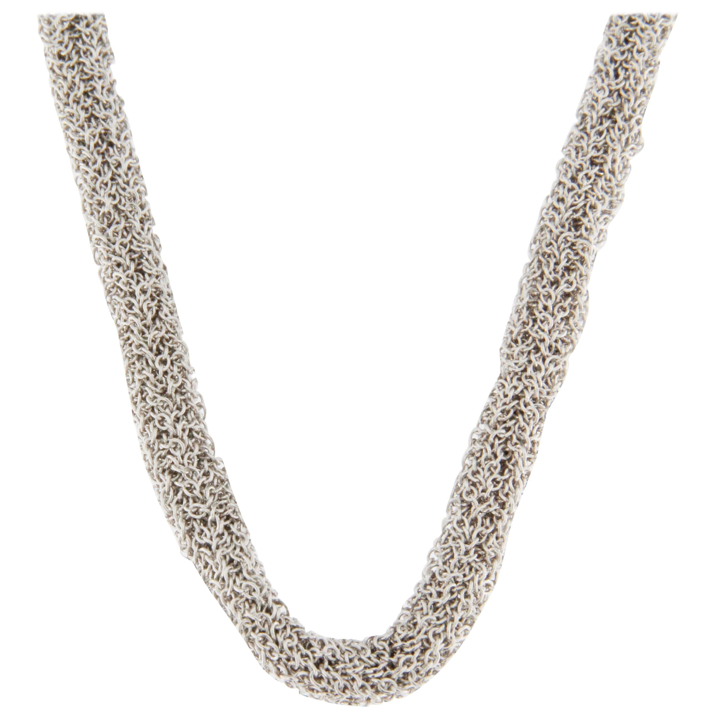 Jona Sterling Silver Woven Long Chain Necklace