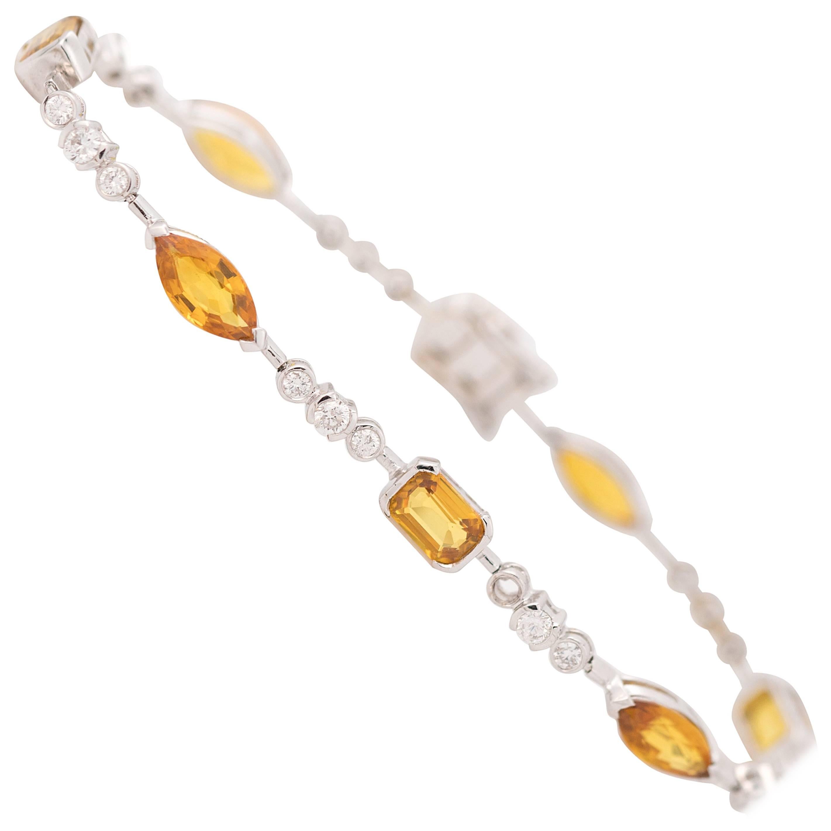 Citrine, Diamond and 18K Gold Bracelet For Sale