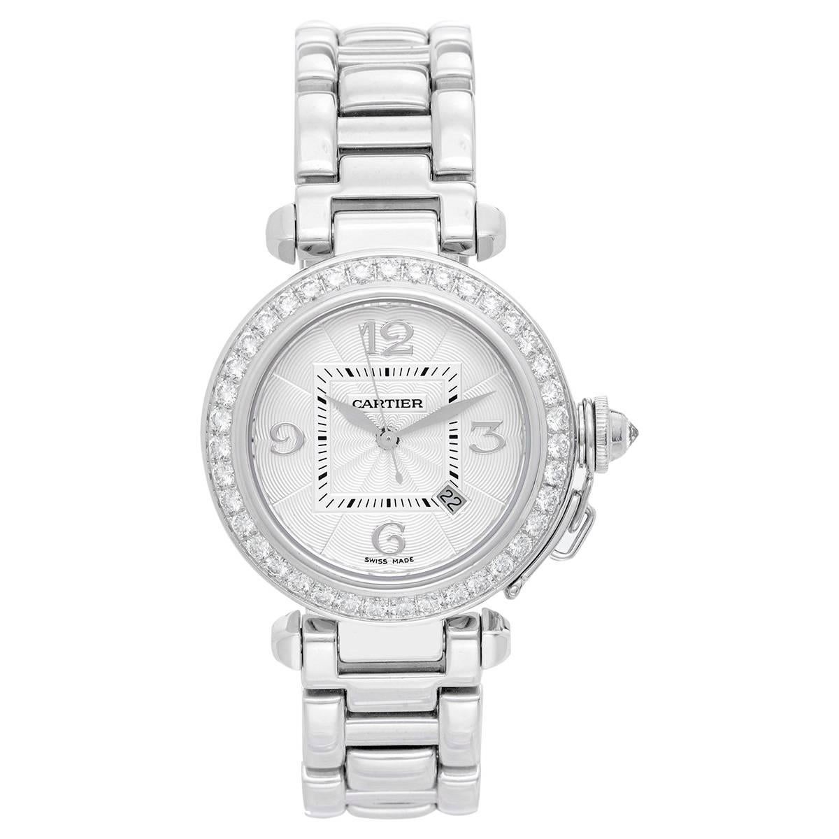 Cartier Ladies White Gold Diamond Pasha Automatic Wristwatch