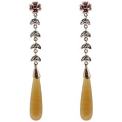 Luise Diamonds, Rubies and Amber Drop Earrings Luise Diamonds, Rubies and Amber Drop Earrings