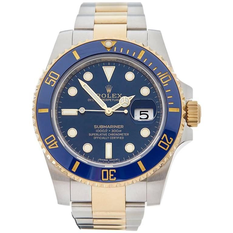 Rolex Yellow Gold Stainless Steel Submariner Automatic Wristwatch, 2017
