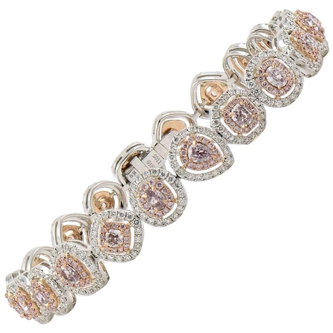 EG Lab White Gold Fancy Pink and White Diamond Bracelet