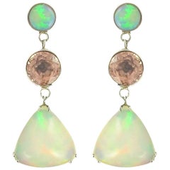 Baume 7.87 Carat Opal Burma Garnet White Gold Dangle Earrings