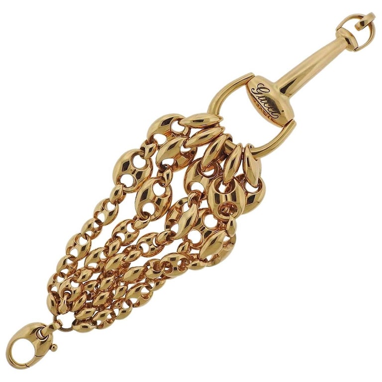 Gucci Horsebit Gold Multi Chain Bracelet at 1stDibs