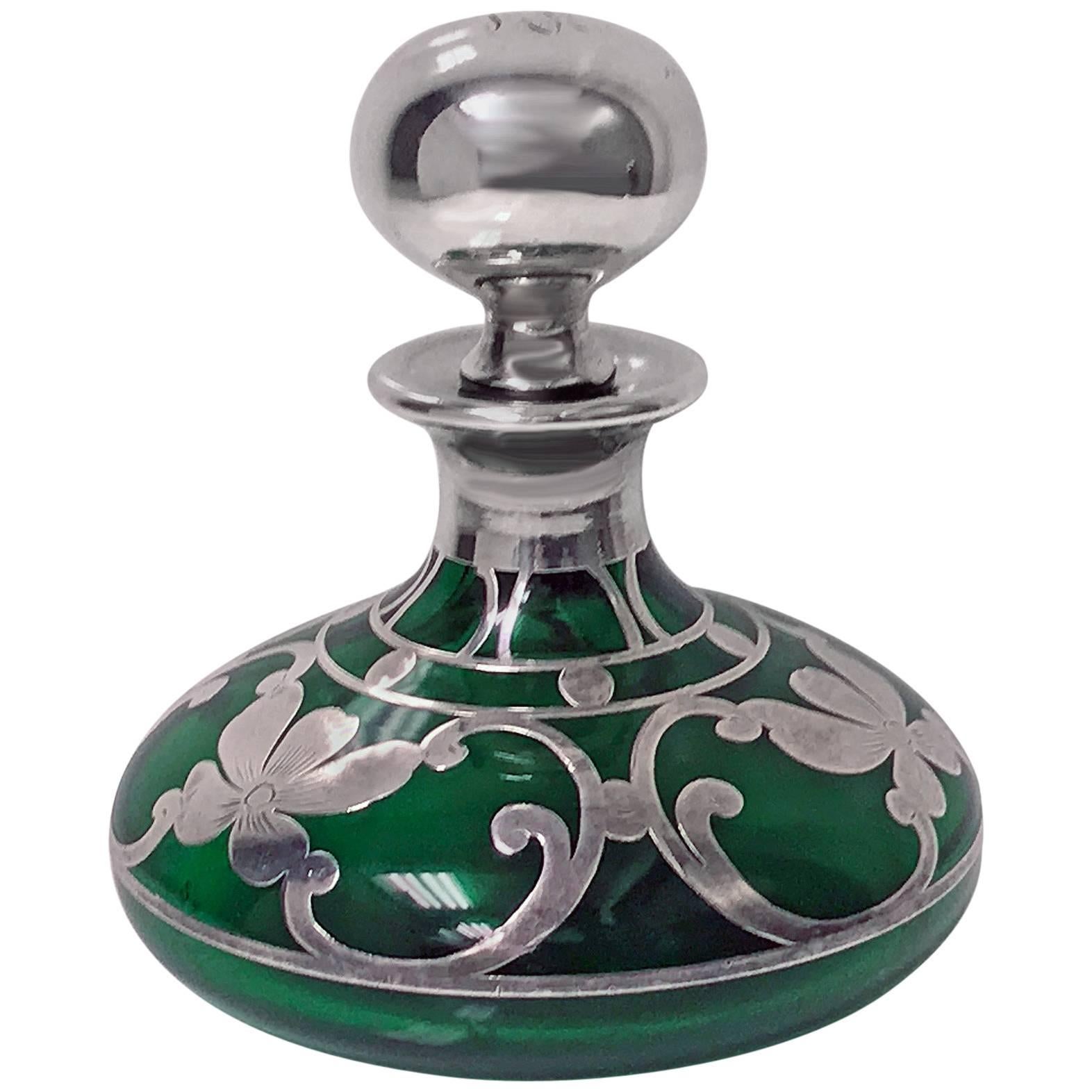 Art Nouveau Sterling overlay Perfume Bottle, circa 1900