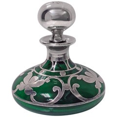 Antique Art Nouveau Sterling overlay Perfume Bottle, circa 1900