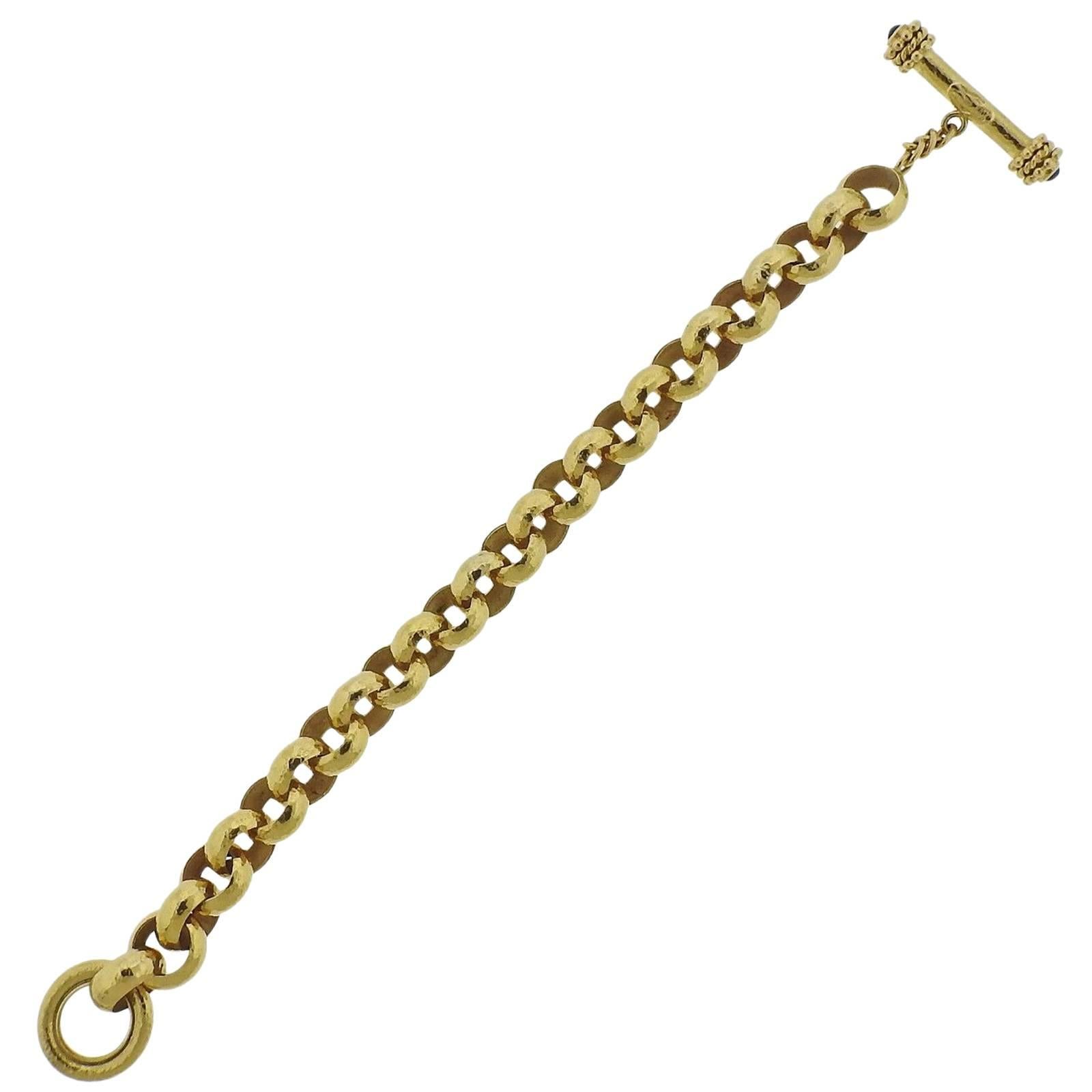 Elizabeth Locke Sapphire Gold Toggle Link Bracelet