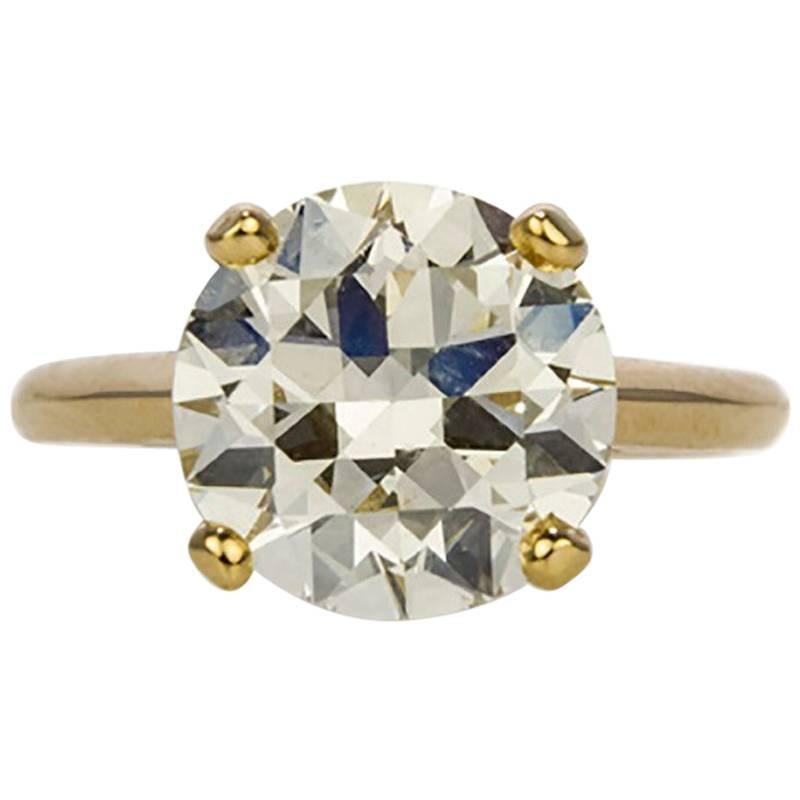 Boucheron GIA Certified Diamond and 18 Karat Gold Solitaire Ring 4.12 Carat