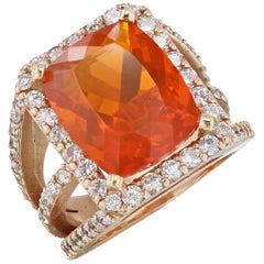 9.72 Carat Fire Opal Diamond Cocktail Ring 1