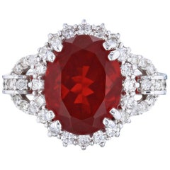 5.50 Carat Fire Opal Diamond Cocktail Ring 4