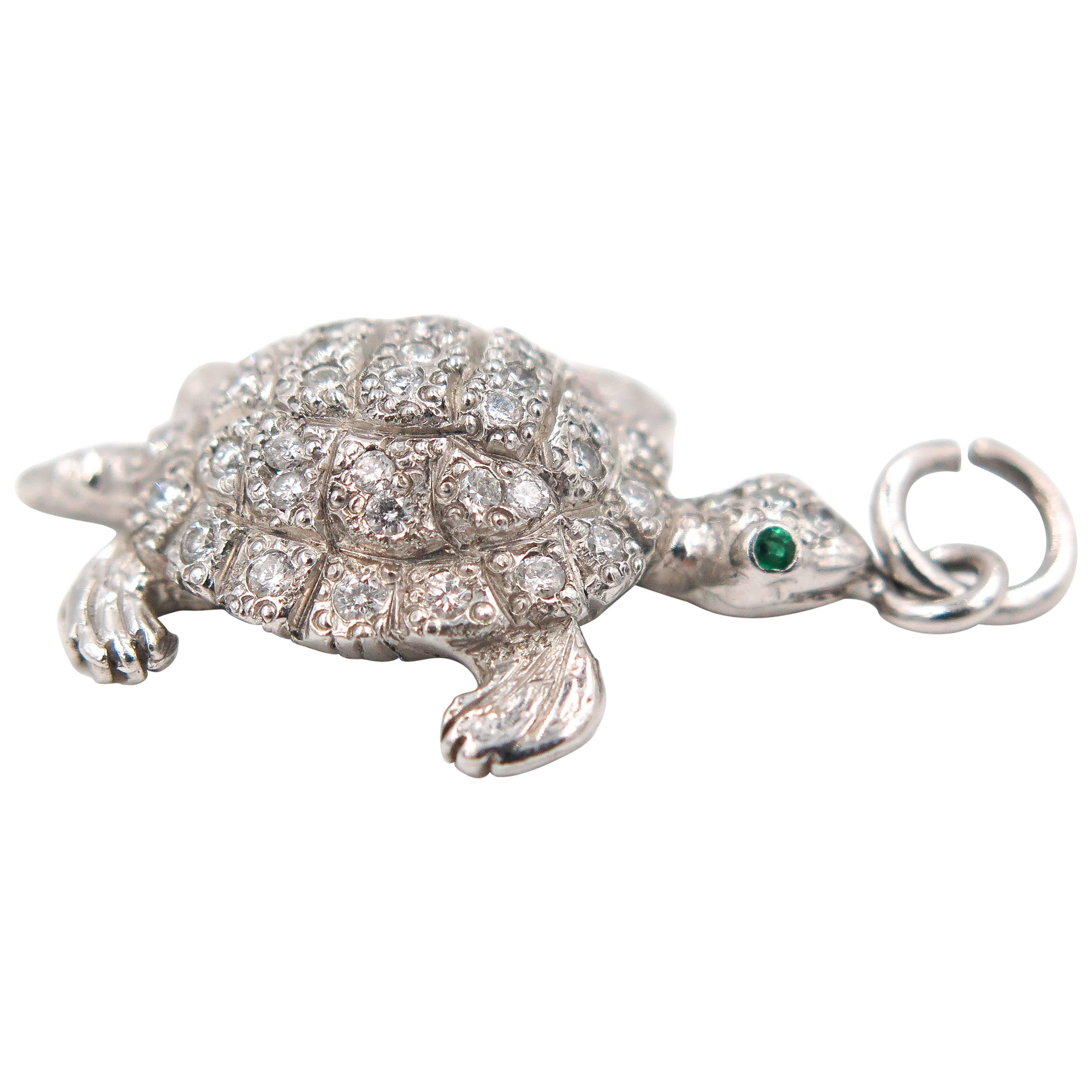 Diamond Turtle Platinum Charm