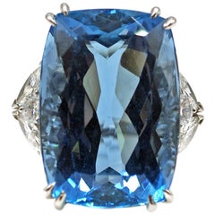 Van Cleef & Arpels 34.11 Carat Aquamarine Diamond Platinum Ring 4
