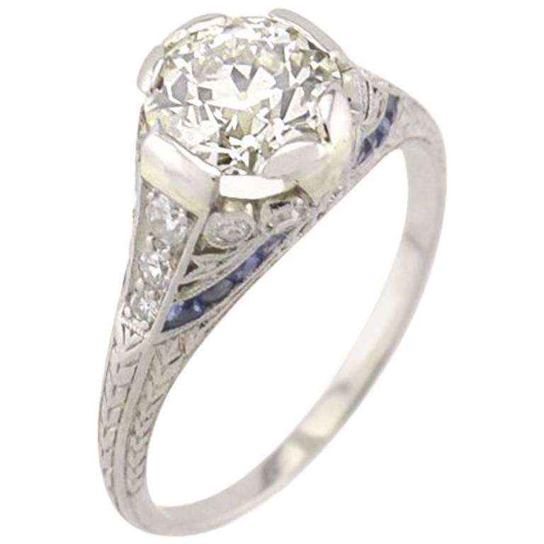 Edwardian Old European Cut 1.54 Carat GIA Certified Diamond Engagement Ring For Sale