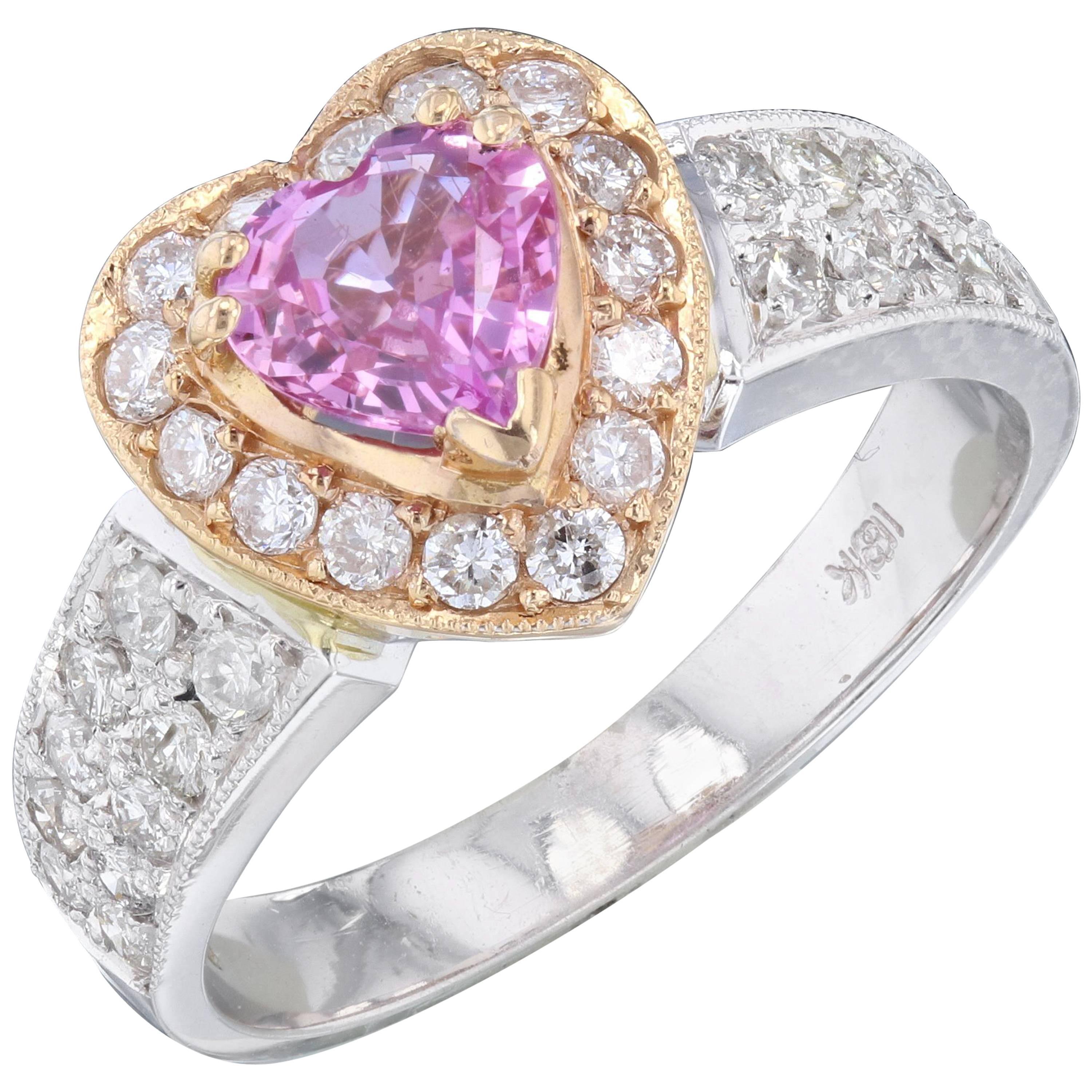 1.52 Carat Pink Sapphire Diamond Engagement Ring