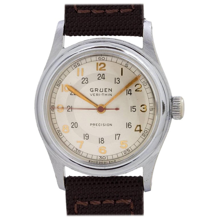 Gruen Watch Co. White Gold Original Diamond Dial Wristwatch at 1stdibs