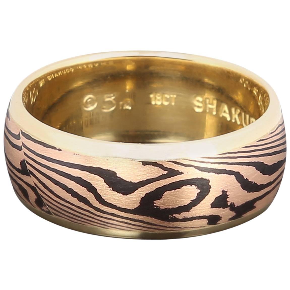 Greg Holland Mokume Gane Woodeye Metal Wedding Ring For Sale