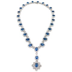 Sapphire and Diamond white Gold Necklace